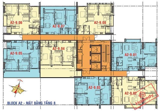 Mặt bằng tầng điển hình block A2