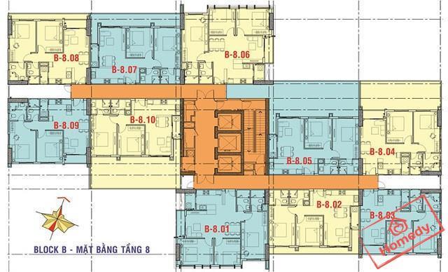 Mặt bằng tầng điển hình block B