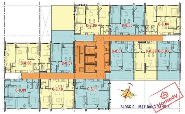 Mặt bằng tầng điển hình block 