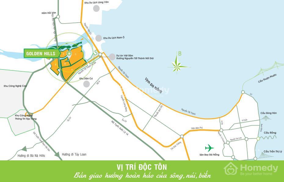 Vị trí dự án Khu đô thị Golden Hills Đà Nẵng