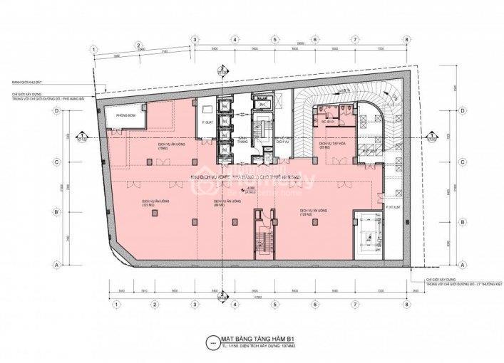 Mặt bằng tầng hầm B1 của dự án T-Place 30A Lý Thường Kiệt