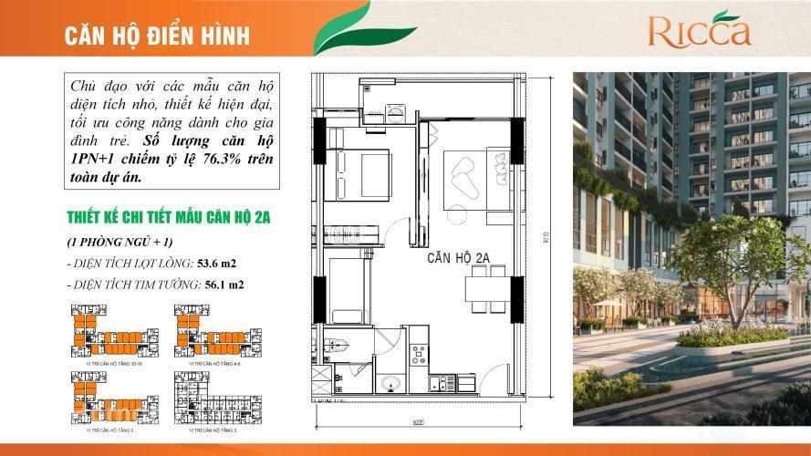 Mặt bằng chi tiết căn hộ 2 phòng ngủ dự án Ricca
