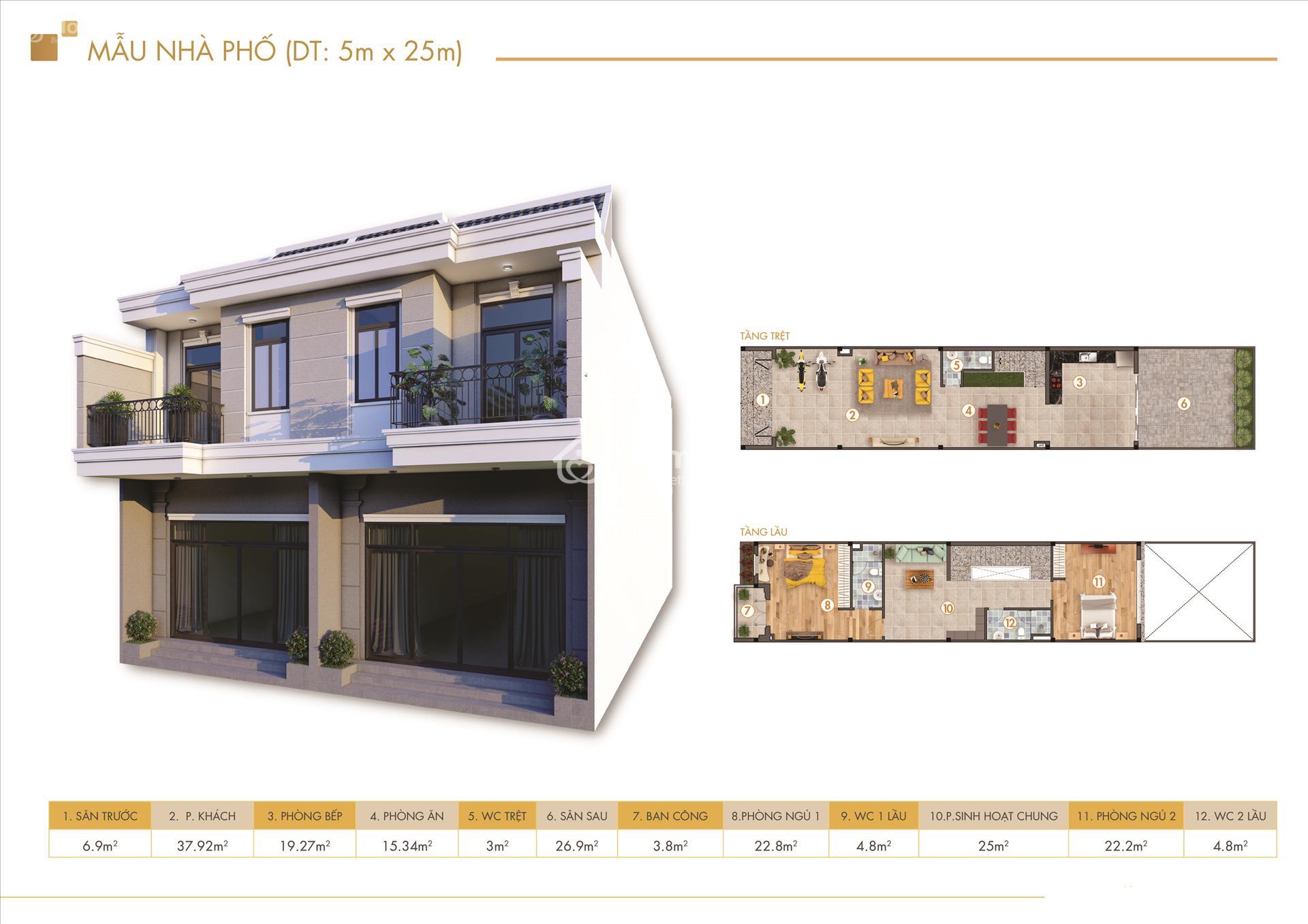 Phối cảnh mẫu nhà phố 1 trệt 1 lầu
