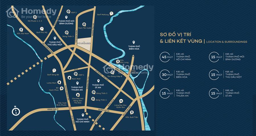 Vị trí dự án Nhà phố The Standard Bình Dương