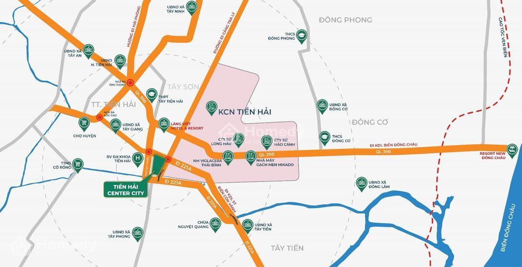 vi tri du an trai diem tien hai Center City thai binh