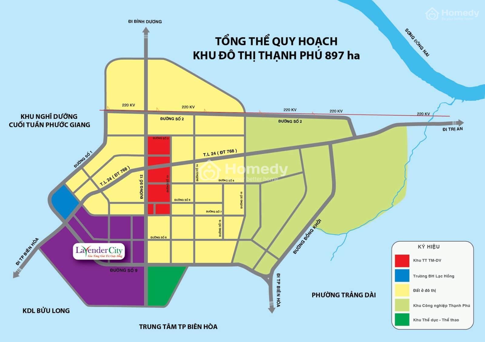 Vị trí dự án Khu đô thị thương mại Lavender City Đồng Nai