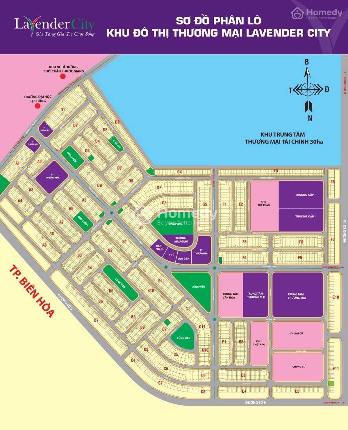 Mặt bằng dự án Khu đô thị thương mại Lavender City Đồng Nai