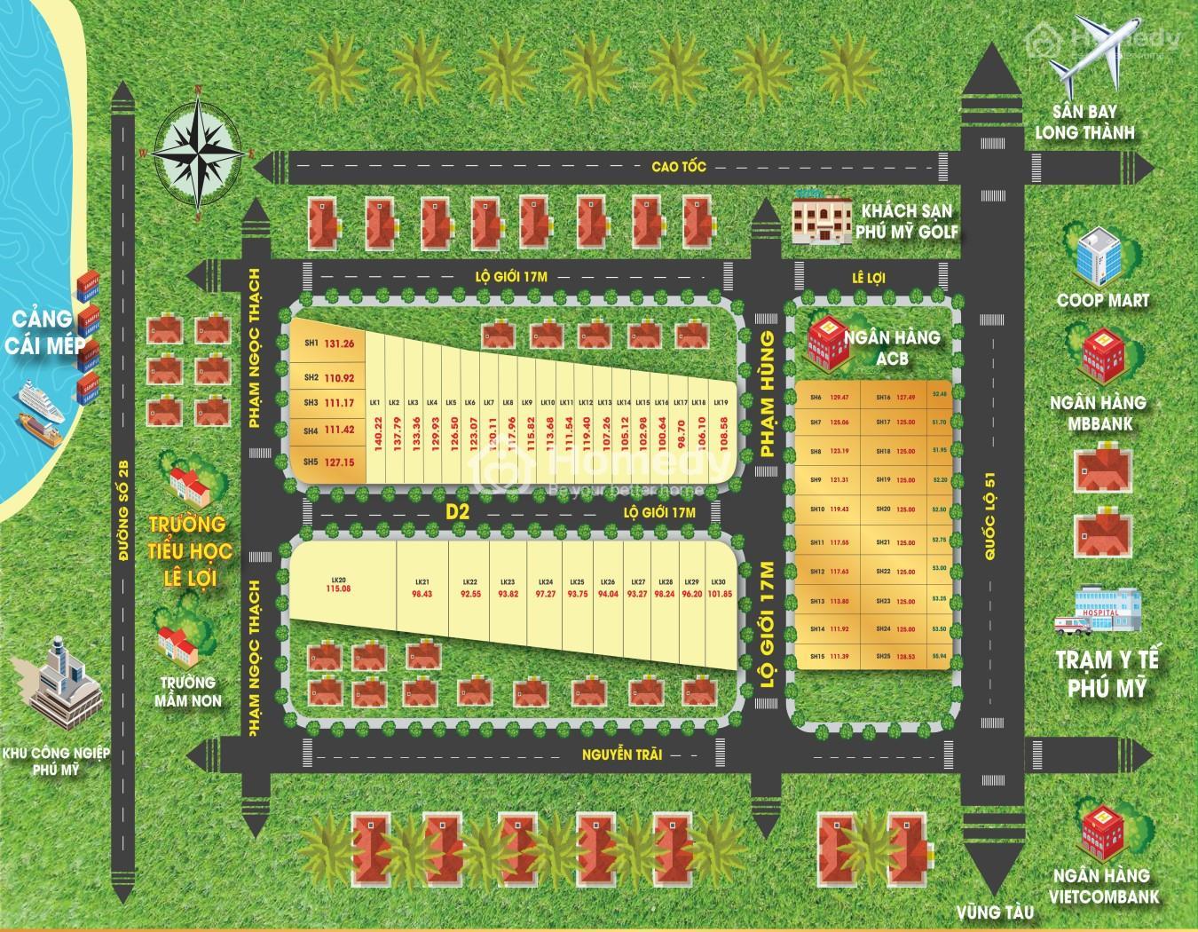 Mặt bằng dự án đất nền Ario City Phú Mỹ