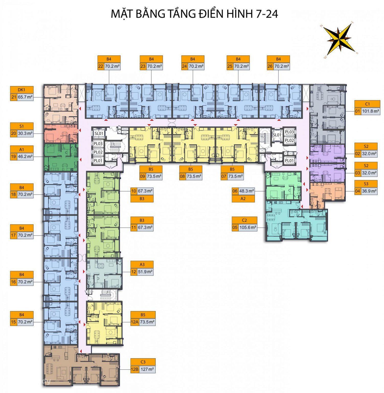 Mặt bằng tầng điển hình dự án Sentosa Sky Park