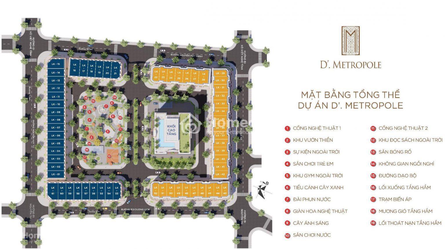 Mặt bằng chi tiết Dự án D’. Metropole Hà Tĩnh