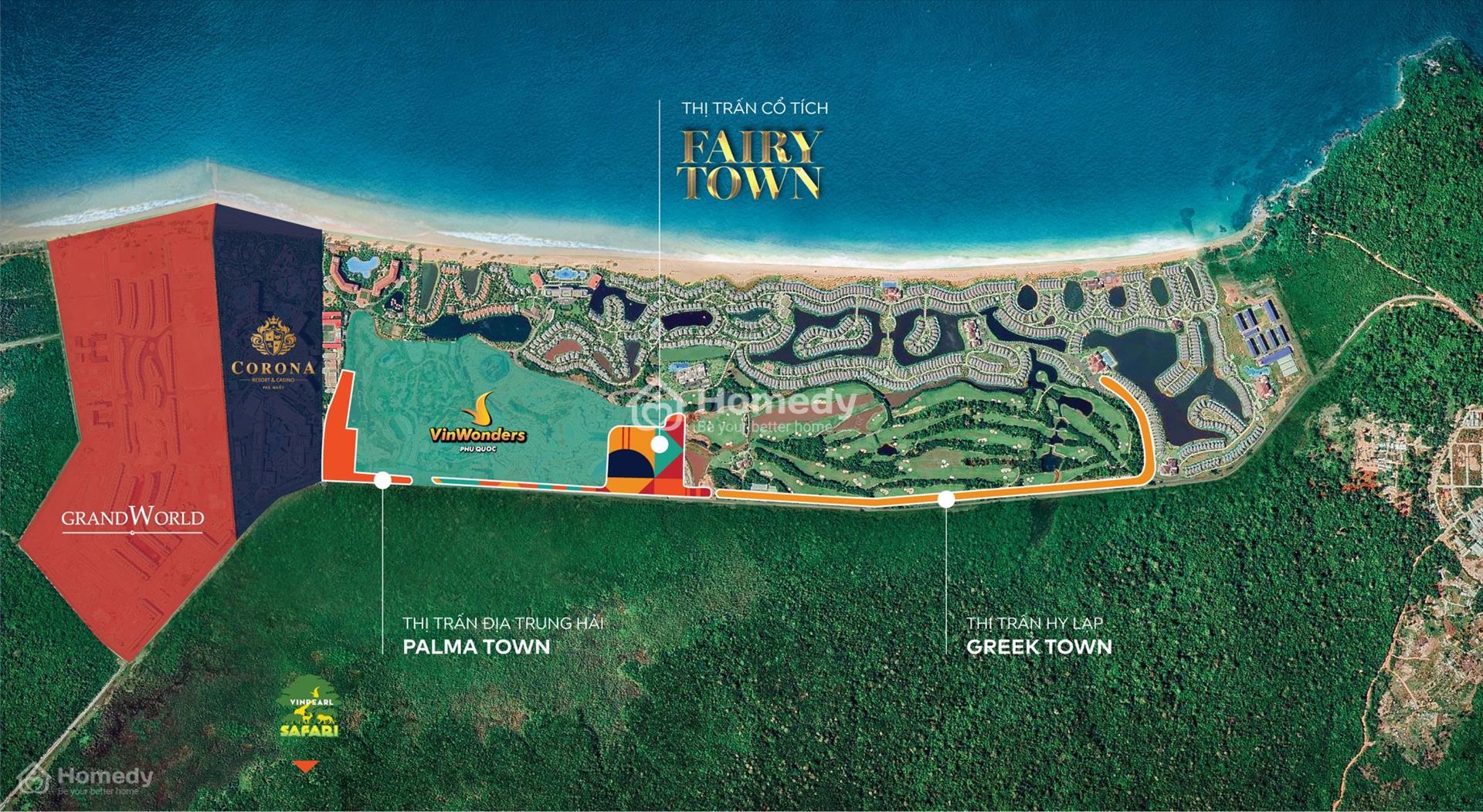 Vị trí của phân khu Fairy Town Phú Quốc