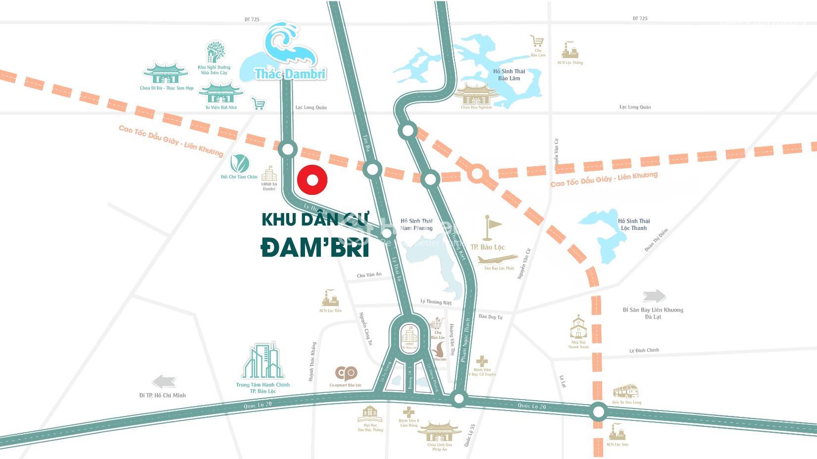 Vị trí Đất nền Đambri Village Bảo Lộc