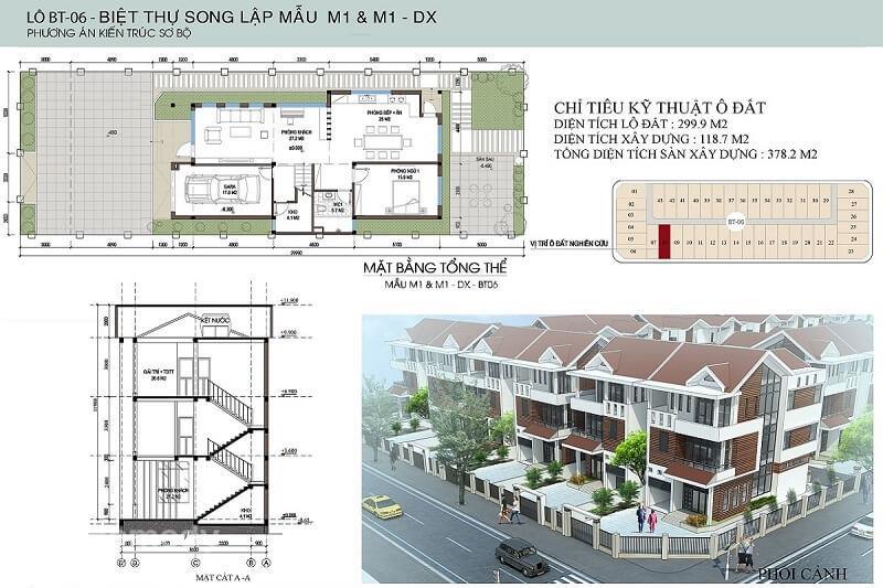 Mẫu thiết kế biệt thự song lập HUD Mê Linh Central (Thanh Lâm - Đại Thịnh 2)
