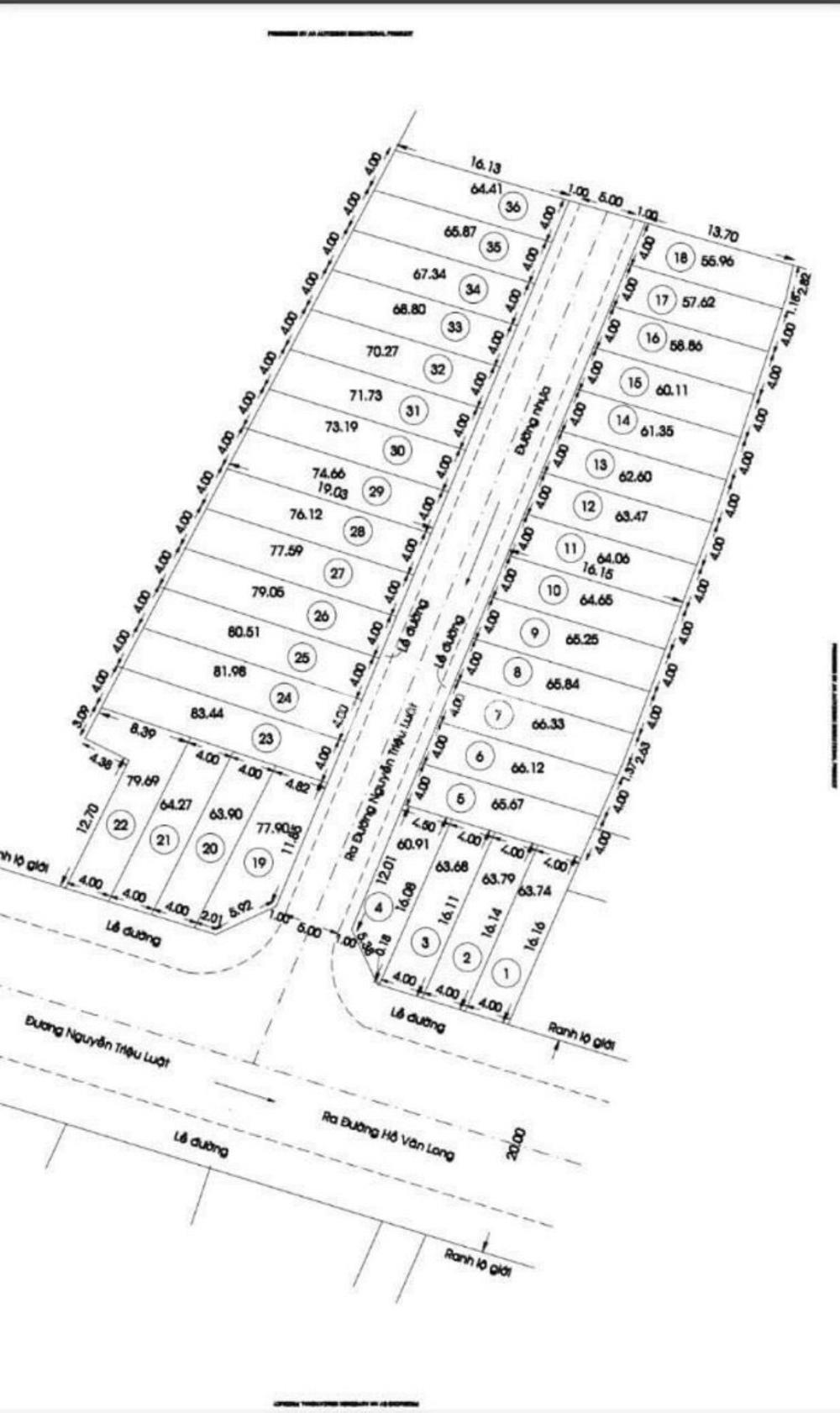 Mặt bằng phân lô chi tiết dự án Bảo Tân Residence