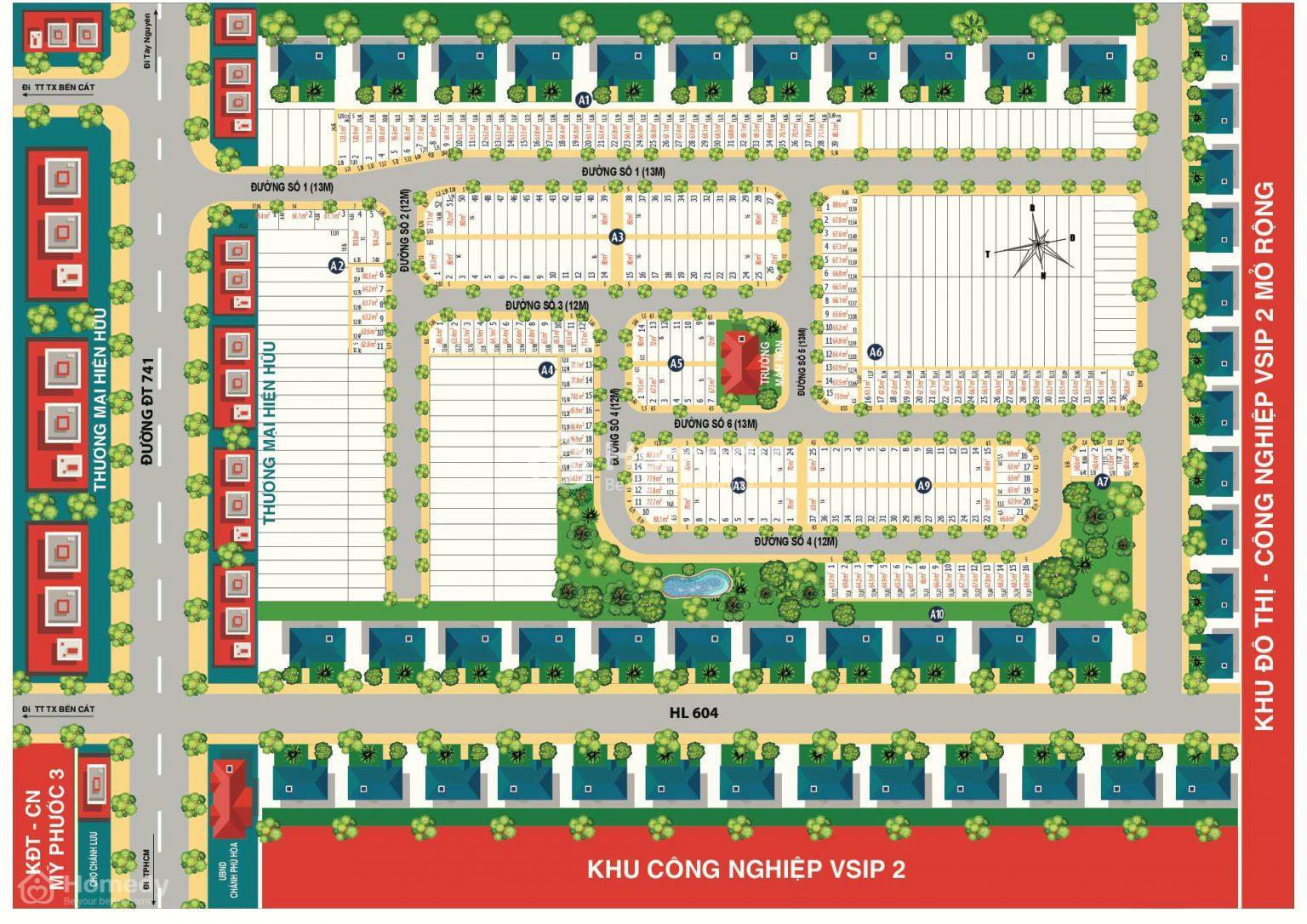 Mặt bằng phân lô Dự án Bến Cát City Zone (Khu nhà ở Chánh Hưng)