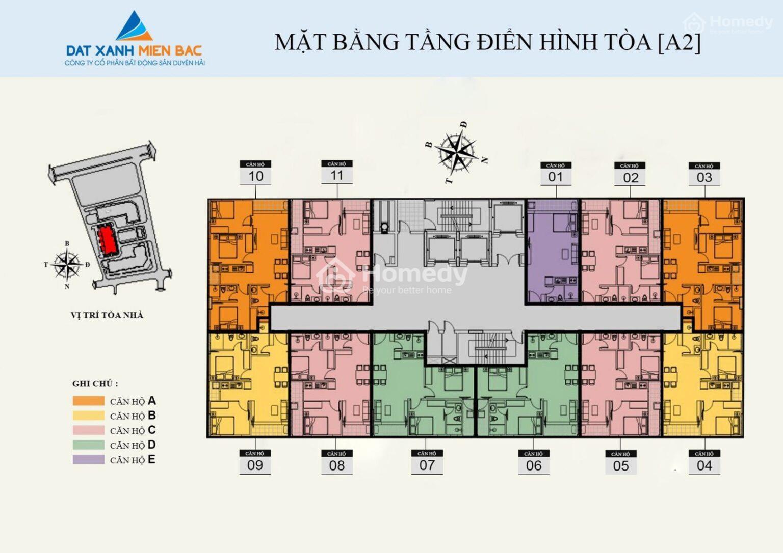 Mặt bằng căn hộ điển hình tòa A2 - Dự án Luxcity Cẩm Phả