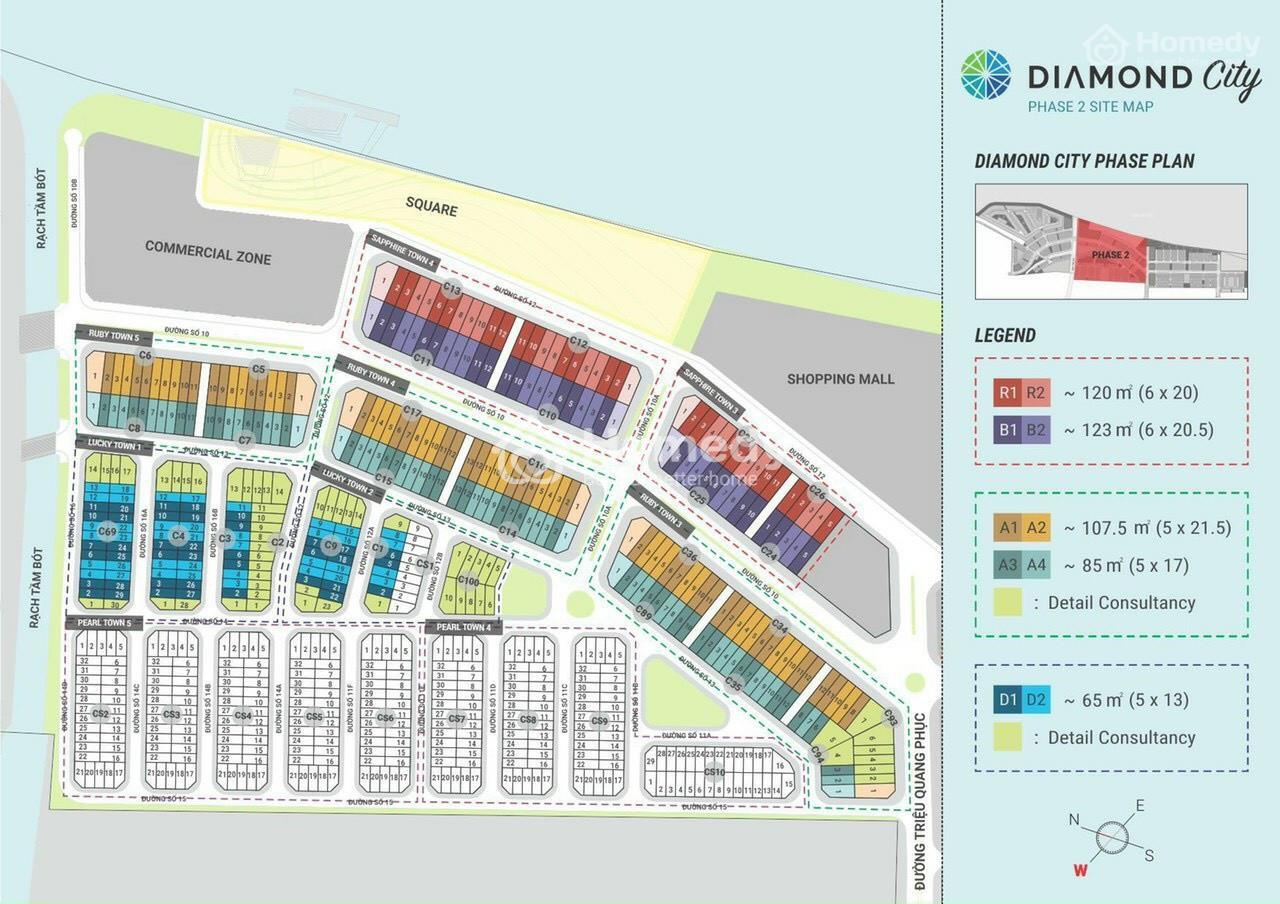 Mặt bằng Phase 2 - Khu đô thị Diamond City An Giang