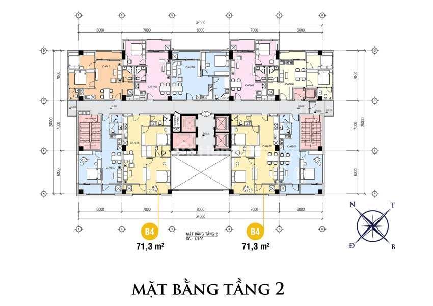 Mặt bằng tầng 2 của dự án The First Minh Linh Compound