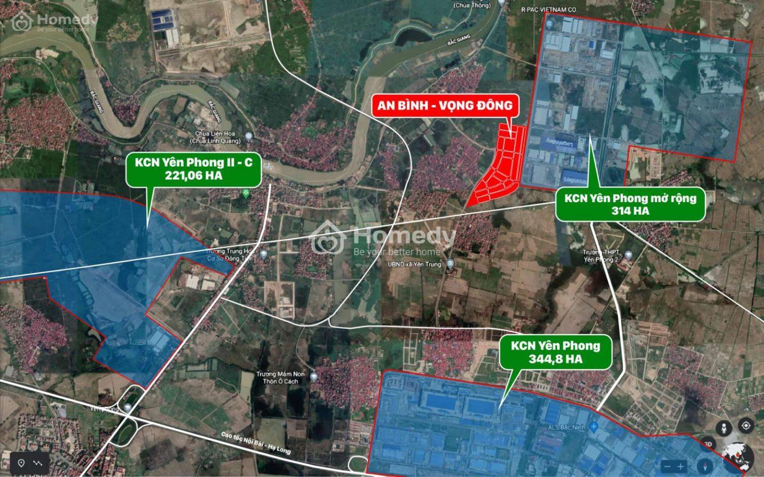 Vị trí dự án đất nền An Bình Central Park Vọng Đông