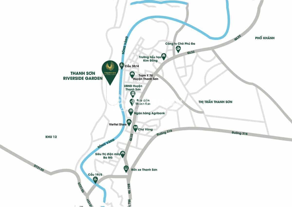 Vị trí Dự án Thanh Sơn Riverside Garden (Khu dân cư mới Soi Cả)