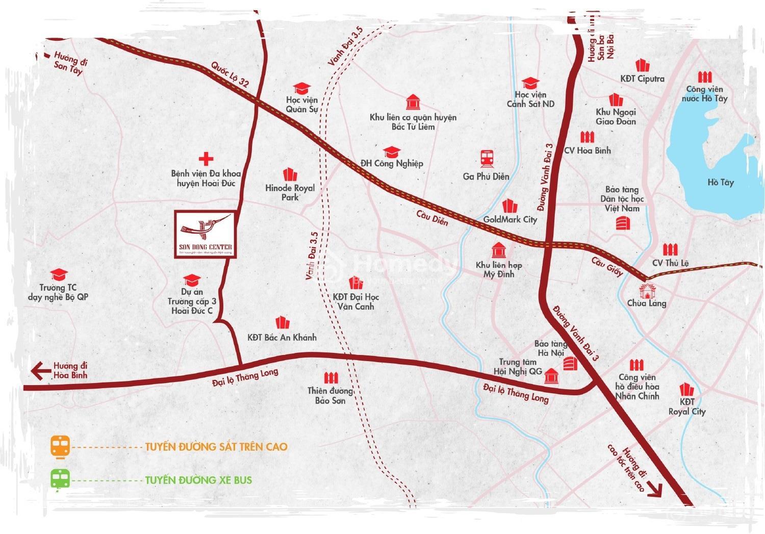 Vị trí dự án Sơn Đồng Center Hoài Đức