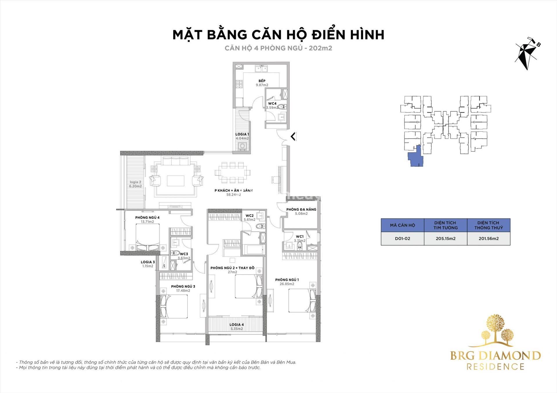 Thiết kế căn hộ 4PN - 202m2