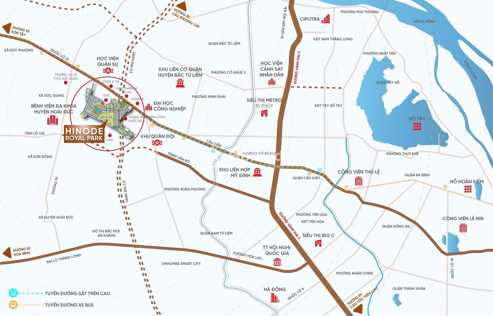 Vị trí dự án Hinode Royal Park Trong tương lai Hà Nội mở rộng địa giới hành chính ra khu vực 