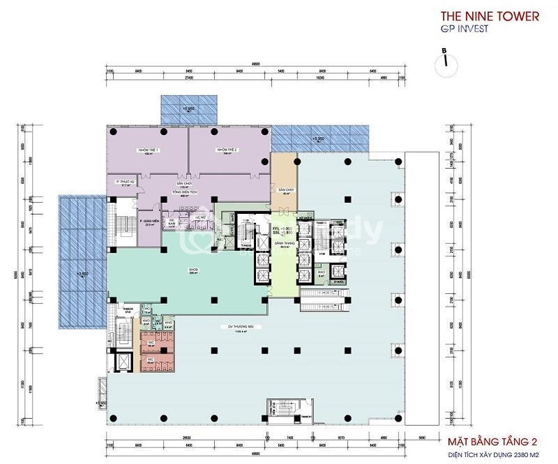 Mặt bằng tầng 2 dự án The Nine Tower