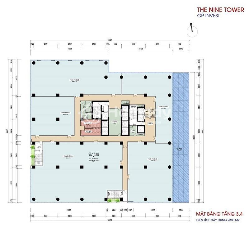 Mặt bằng tầng 3 - 4 dự án The Nine Tower