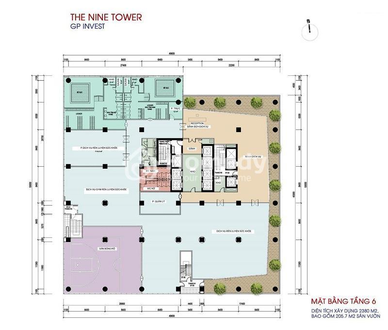 Mặt bằng tầng 6 dự án The Nine Tower