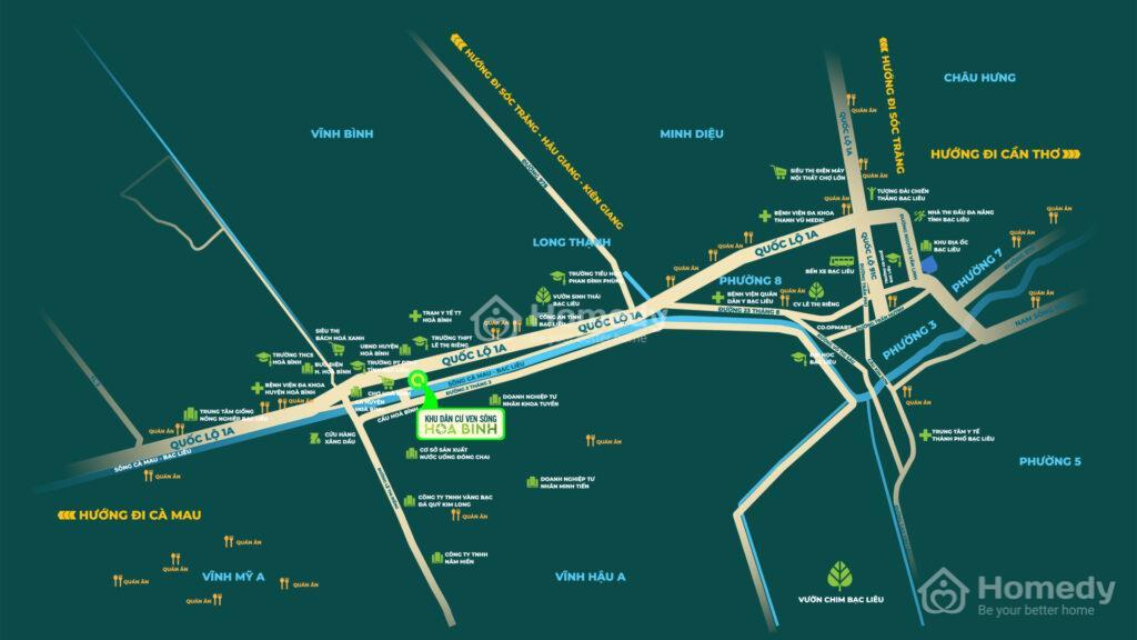 Vị trí dự án Hòa Bình Riverside (KDC Ven sông Hòa Bình)