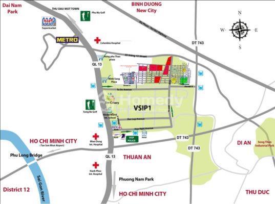 Vị trị dự án VietSing VSIP 1 