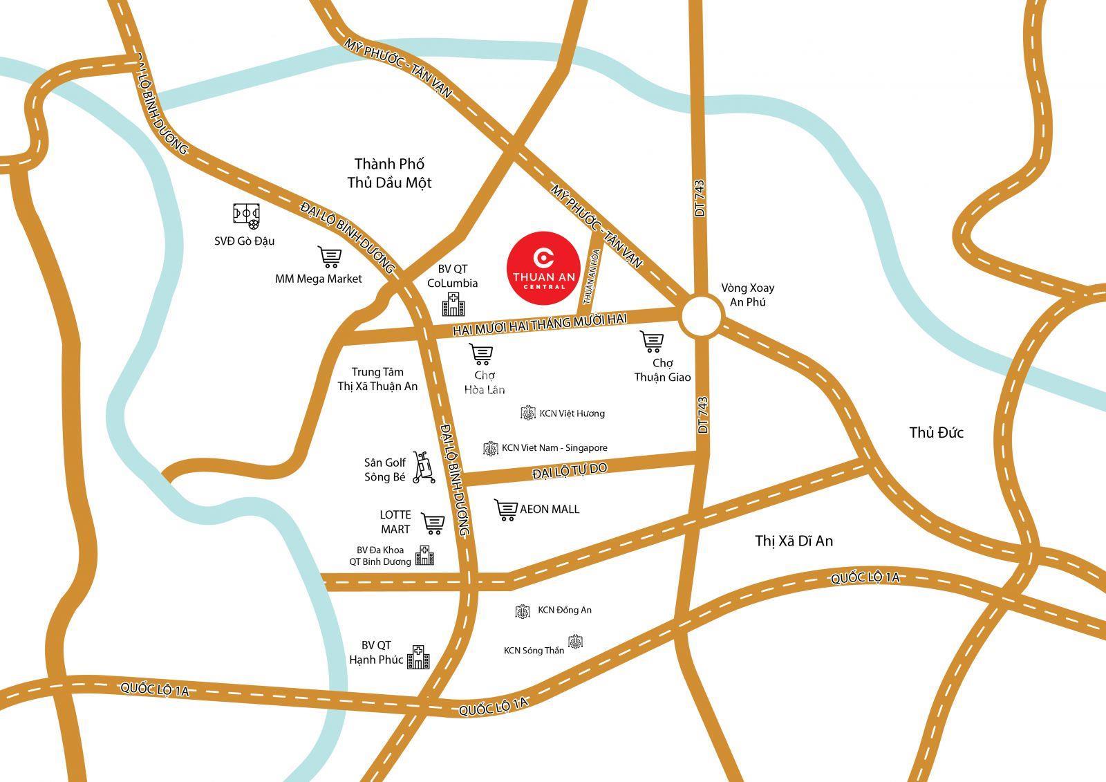 Vị trị dự án Residence Thuận An