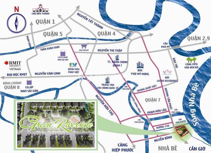 Vị trí dự án Green Riverside Nhà Bè (KDC Anh Tuấn)
