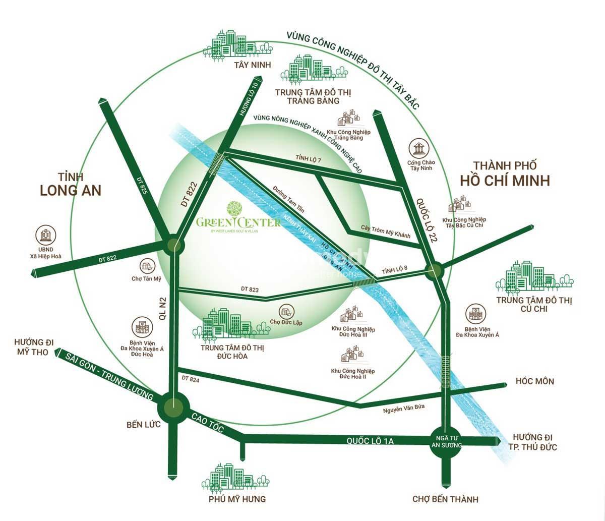 Vị trí dự án Green Center (Làng sinh thái golf)