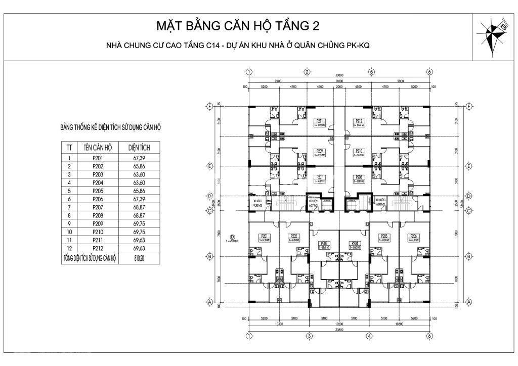 Mặt bằng căn hộ tầng 2