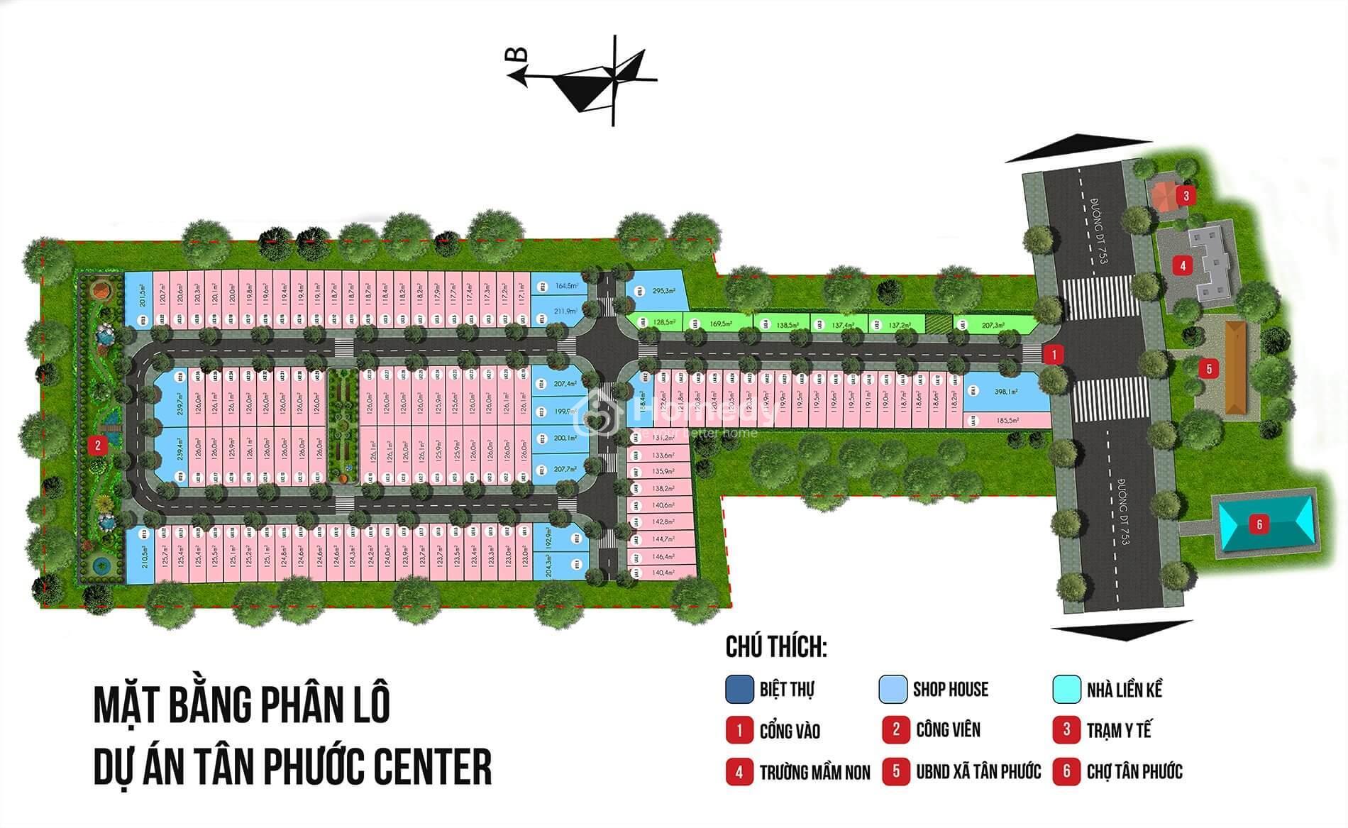 Mặt bằng phân lô dự án Tân Phước Center