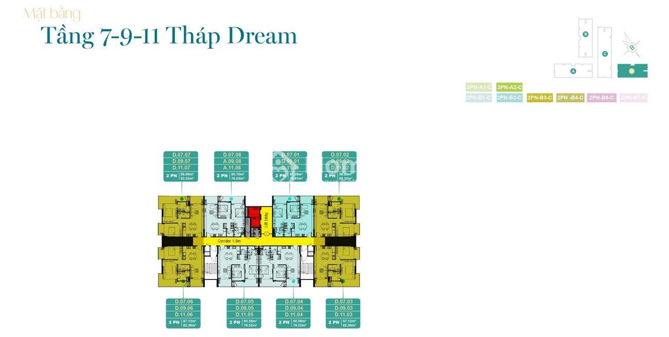 Mặt bằng 3D Tháp Dream