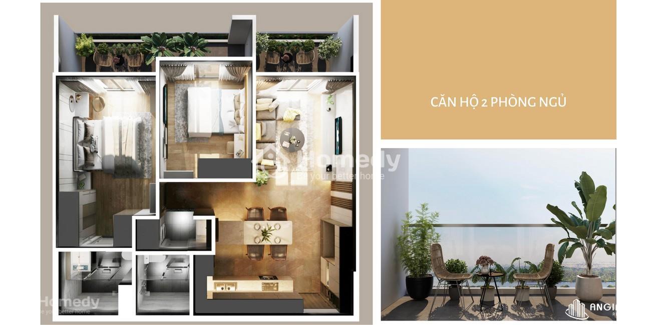 Thiết kế căn hộ 2 phòng ngủ