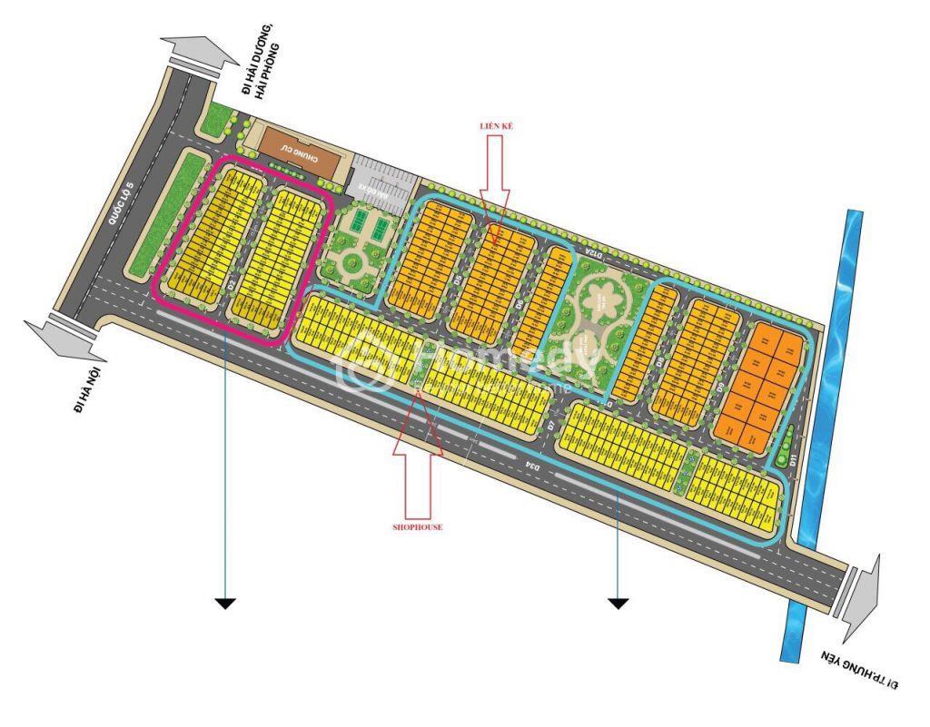 Mặt bằng dự án  T&T Phố Nối