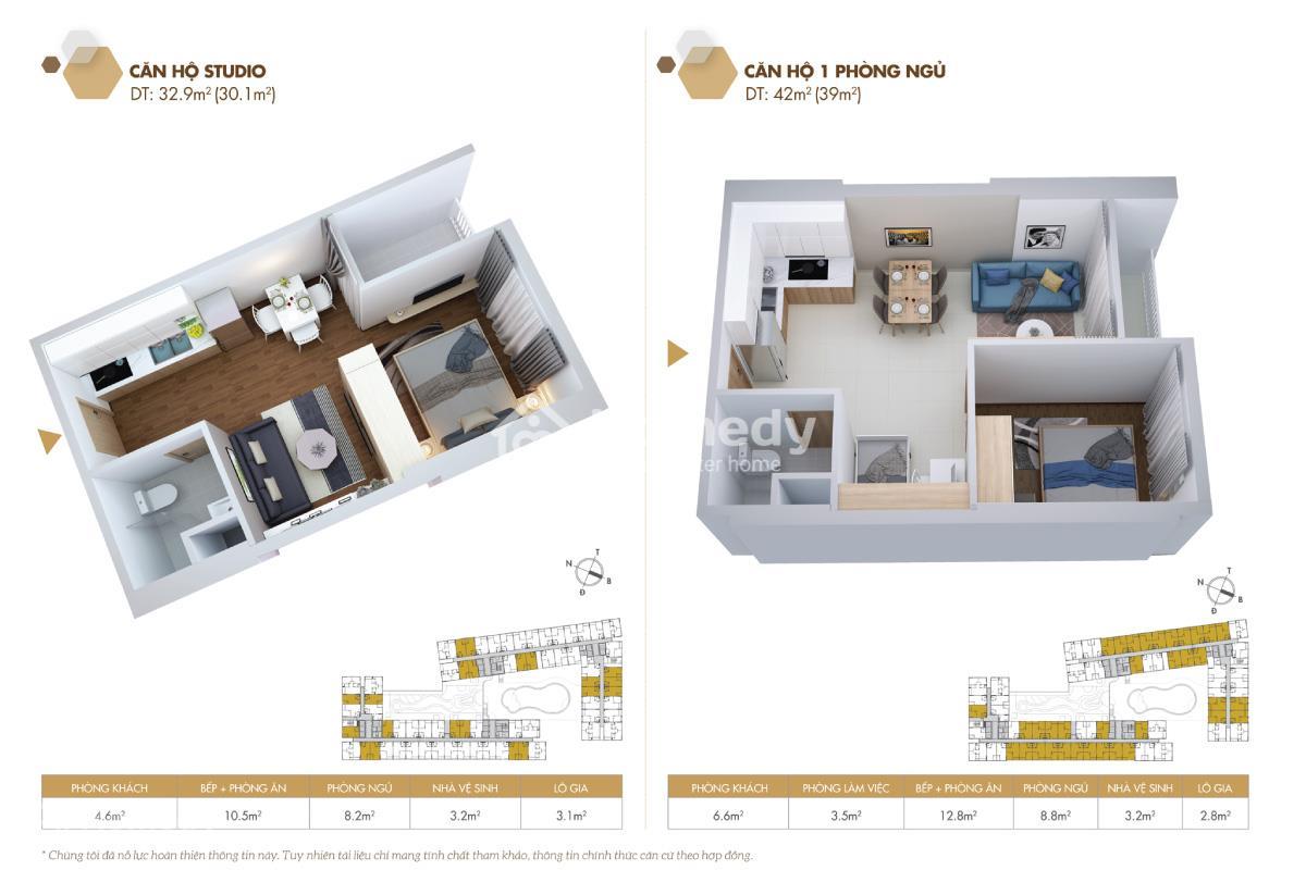 Mặt bằng căn hộ Studio