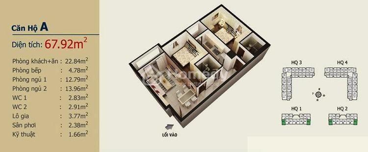 Mặt bằng căn hộ A dự án HQC Plaza (Hoàng Quân Plaza)