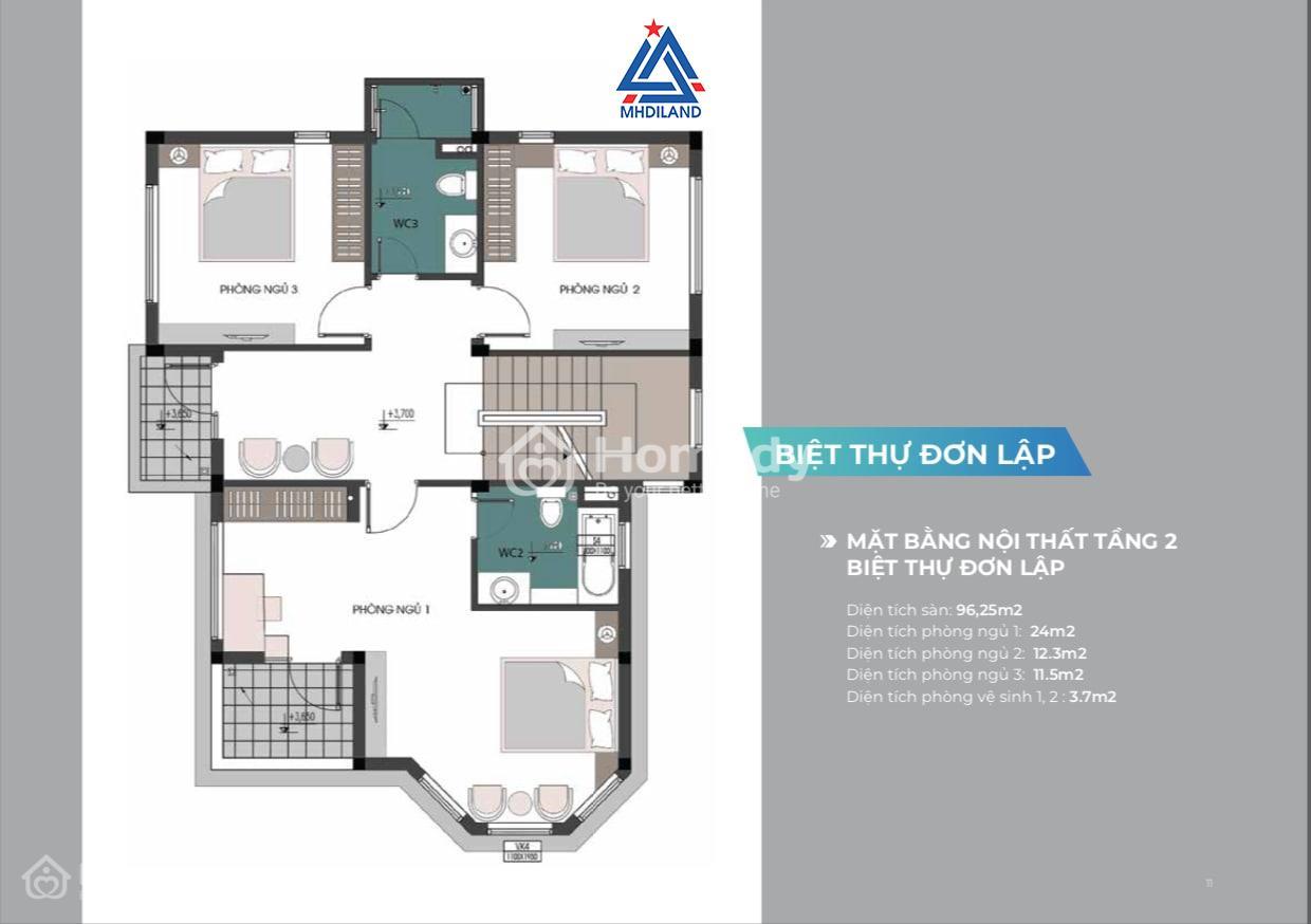 Thiết kế tầng 2 biệt thự đơn lập
