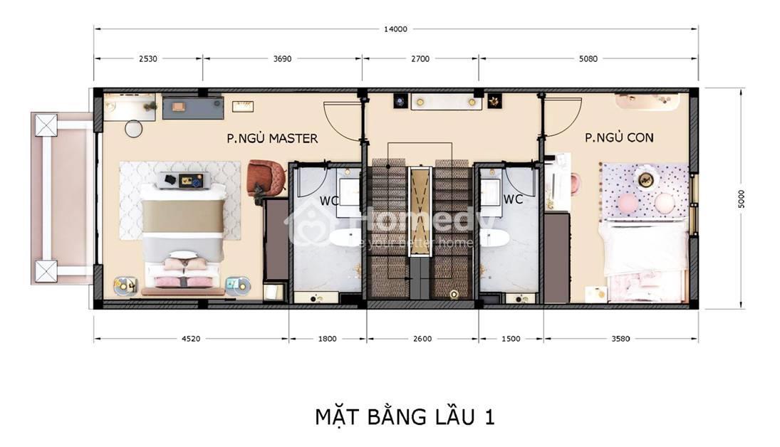 Mặt bằng lầu 1