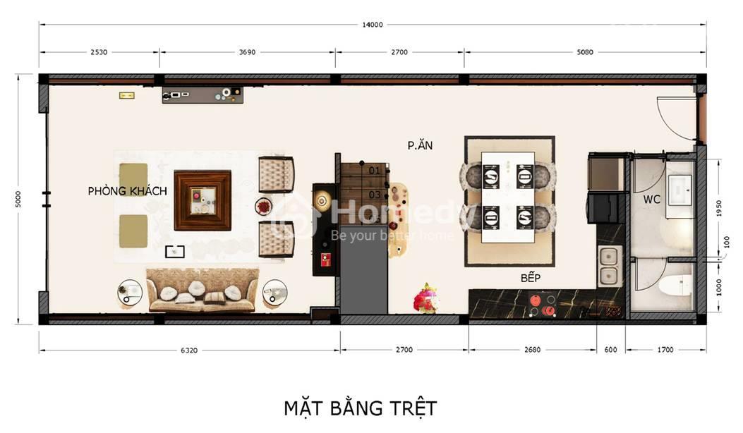 Mặt bằng tầng trệt