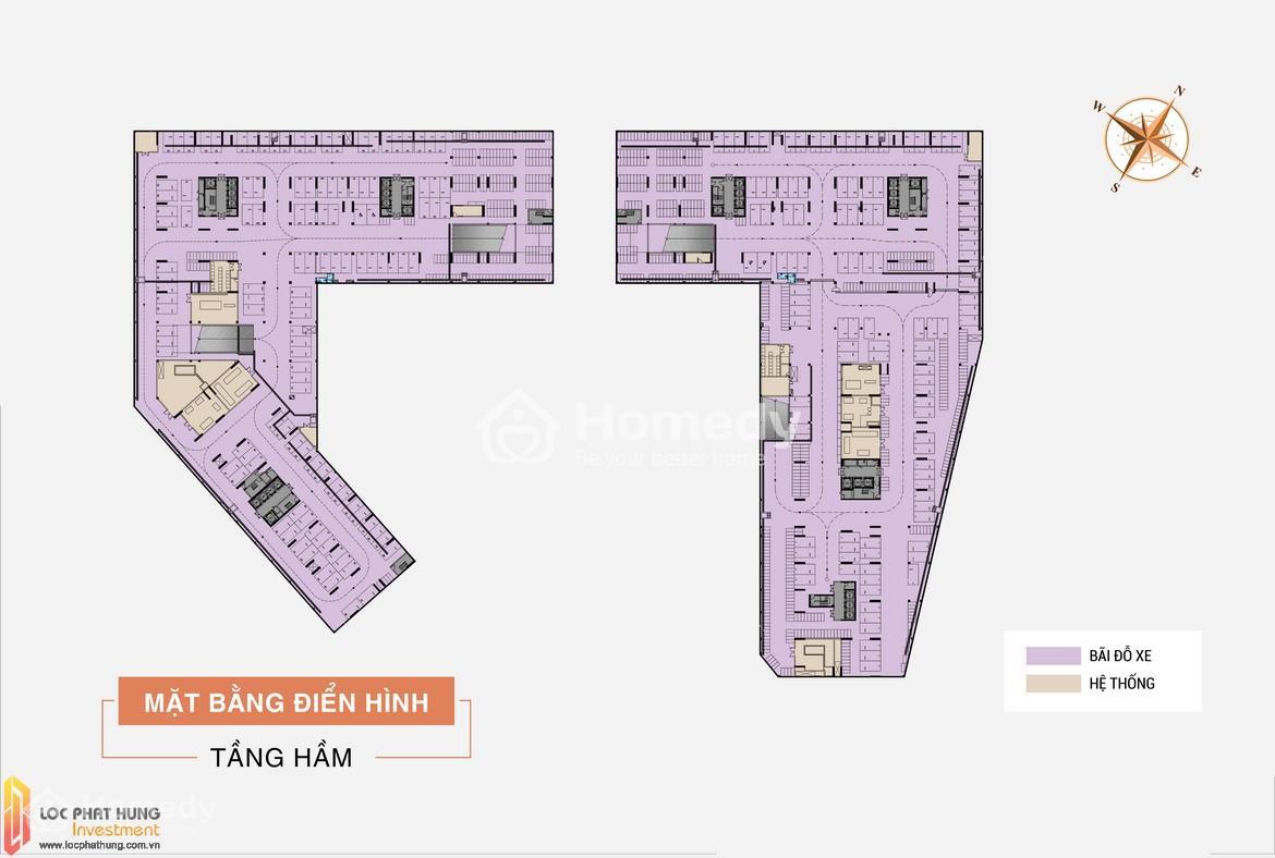 Mặt bằng tầng hầm Aio City Quận Bình Tân