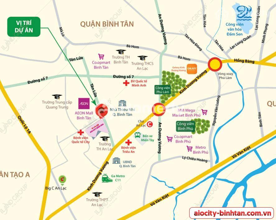 Vị trí dự án Aio City Bình Tân