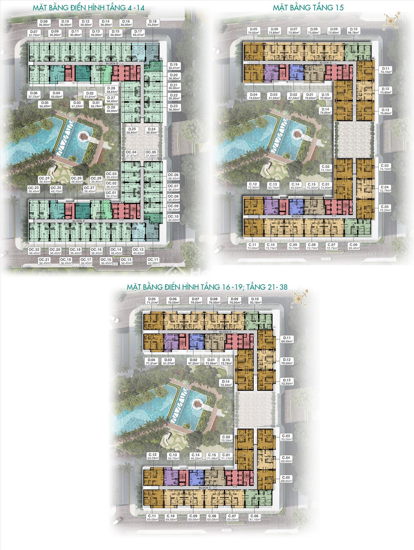 Mặt bằng điển hình block C, D