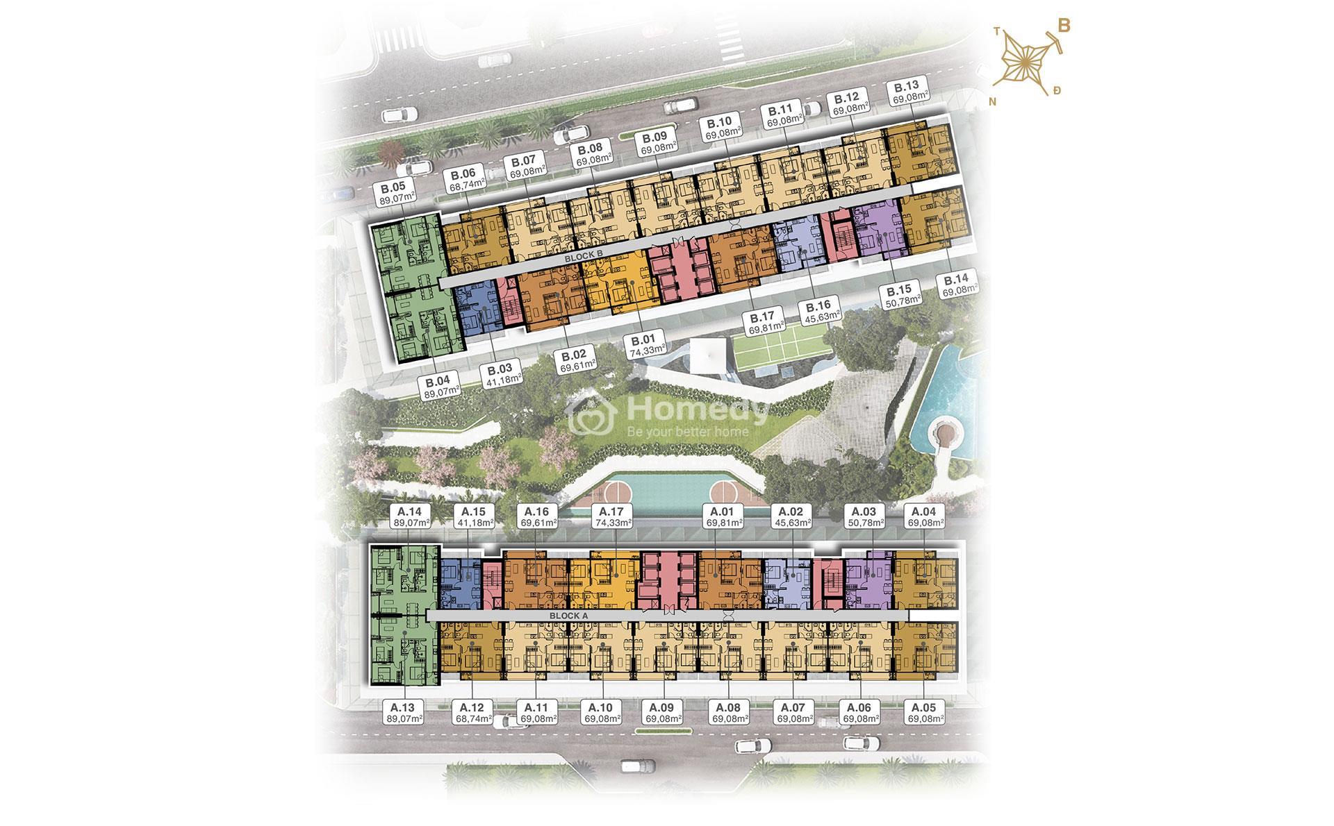 Mặt bằng tầng 4-19, 21-33