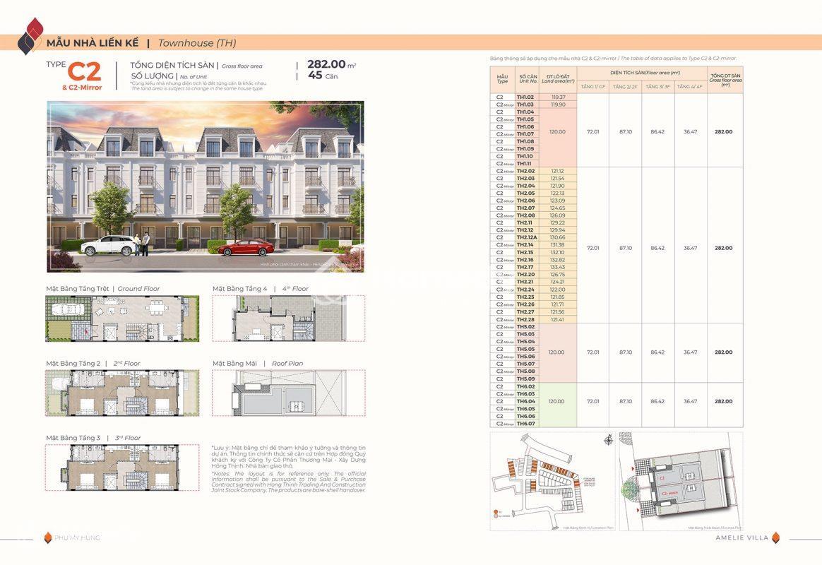 Mặt bằng nhà phố liền kề C2